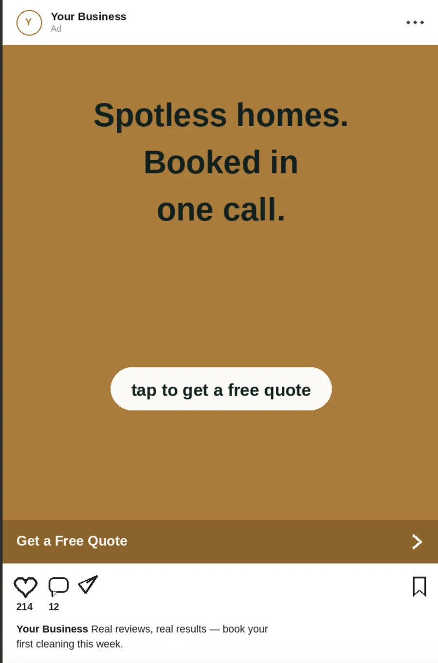 Sample Instagram sponsored post for a small business