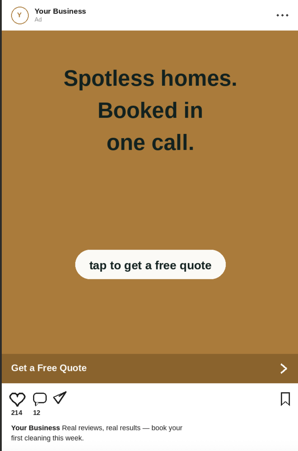 Sample Instagram sponsored post for a small business