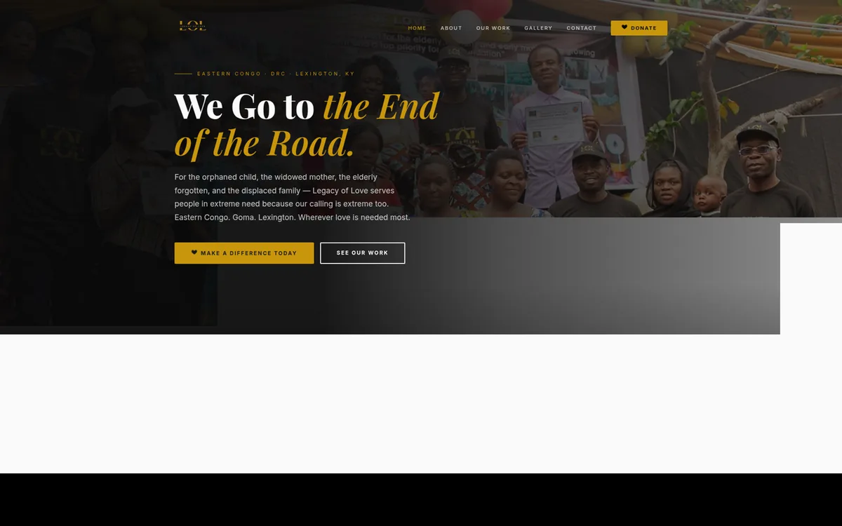 Legacy of Love website homepage